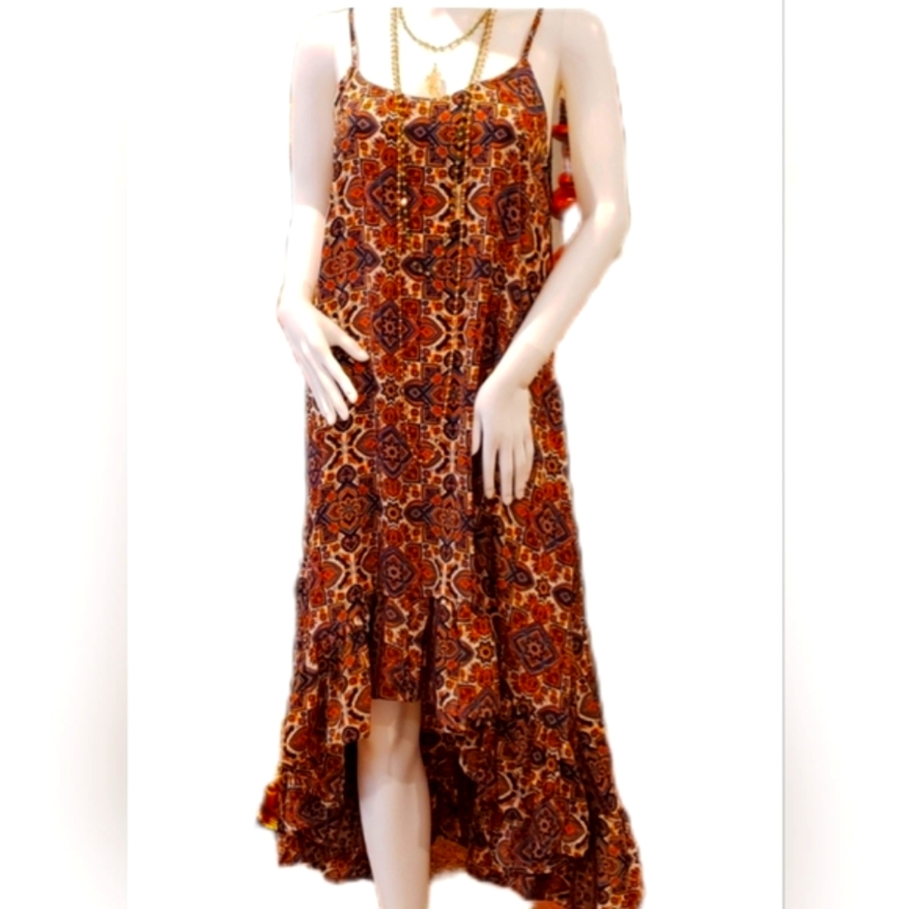 Karma Hwy Silky BoHo Print Shift Dress OS NWT